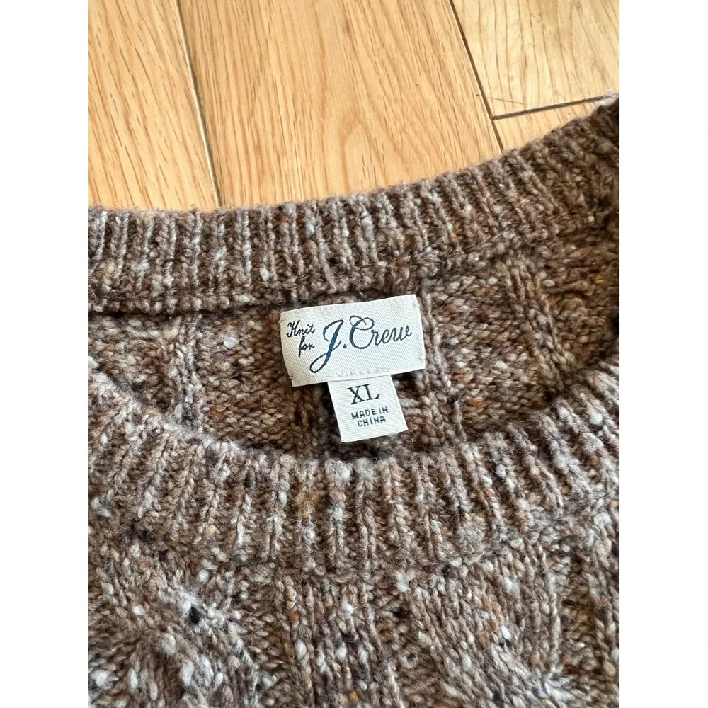 J. Crew Wool‎ Blend Cable Knit Fisherman Pullover Sweater Brown Mens Size XL